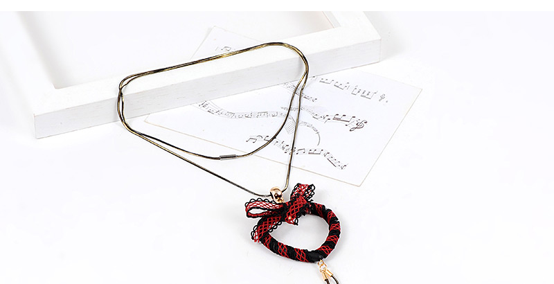 Fashion Red Bowknot Decorated Long Necklace,Multi Strand Necklaces