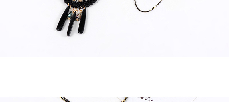 Fashion Black Tassel Decorated Long Necklace,Pendants
