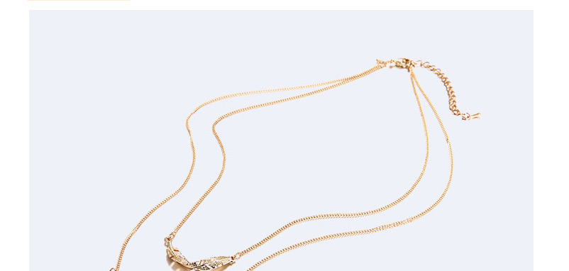Fashion Gold Color Leaf Decorated Double Layer Necklace,Multi Strand Necklaces