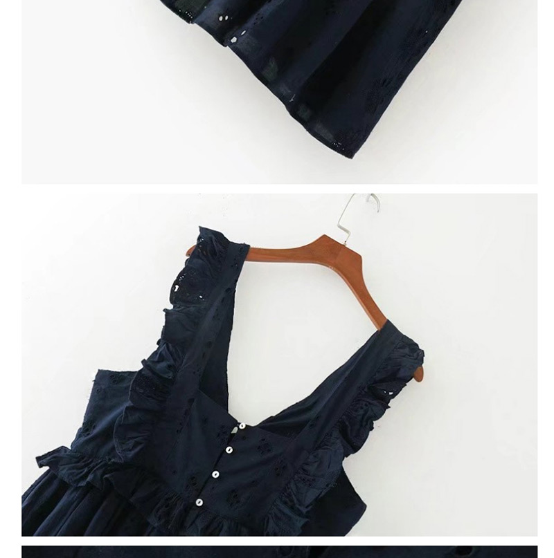 Vintage Black Embroidery Flower Decorated Sleeveless Blouse,Skirts