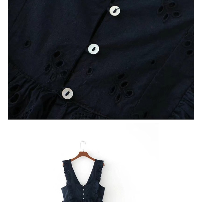 Vintage Black Embroidery Flower Decorated Sleeveless Blouse,Skirts