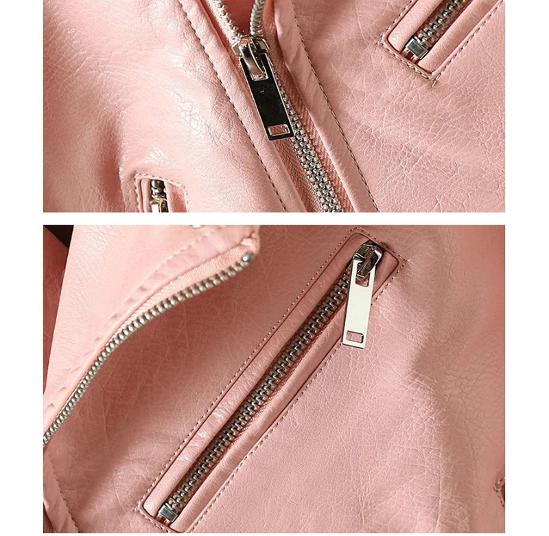 Fashion Pink Belt Decorated Short Jacket,Coat-Jacket