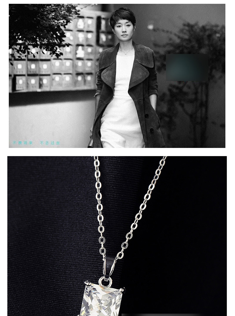 Fashion Silver Color Triangle Shape Decorated Necklace,Pendants