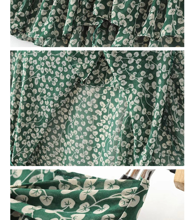 Fashion Green Flower Shape Decorated Dress,Skirts