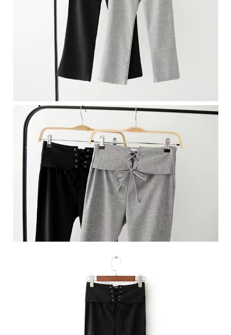 Elegant Gray Pure Color Decorated Wide-leg Trousers,Pants