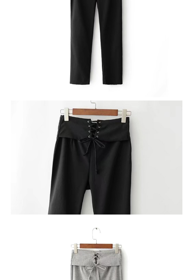 Elegant Black Pure Color Decorated Wide-leg Trousers,Pants