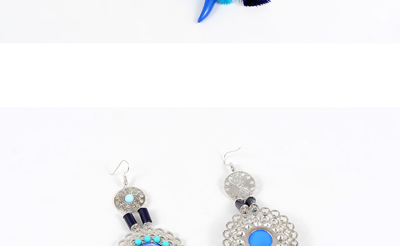 Fashion Light Blue Hollow Out Decorated Tassel Earrings,Drop Earrings