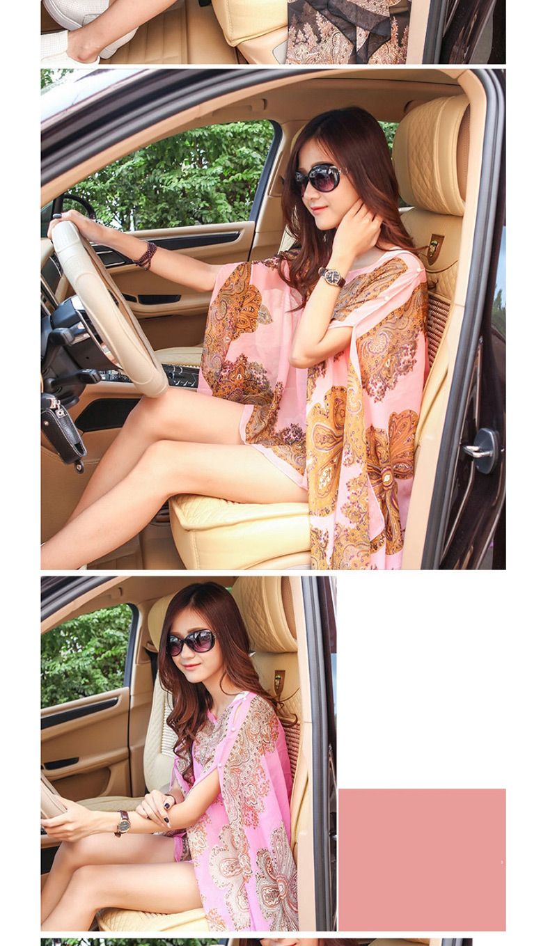 Fashion Pink Flower Pattern Decorated Shawl,Sunscreen Shirts