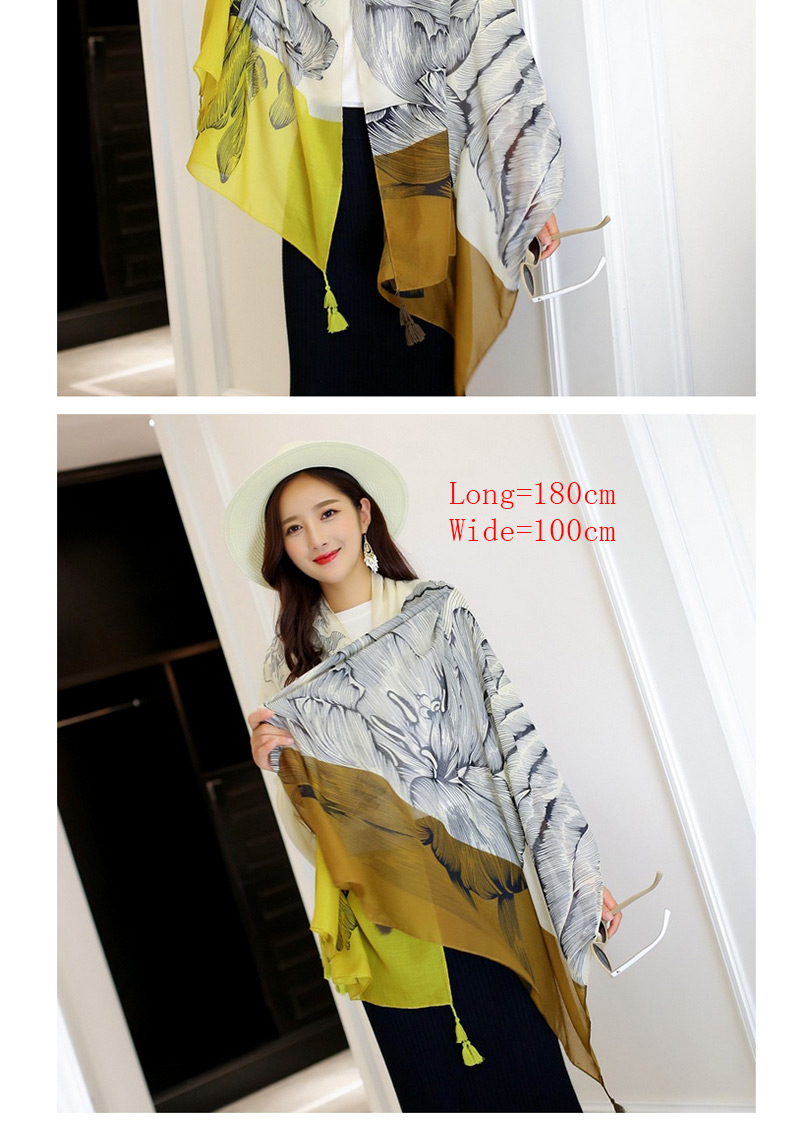 Fashion Yellow Flower Pattern Decorated Scarf,Thin Scaves