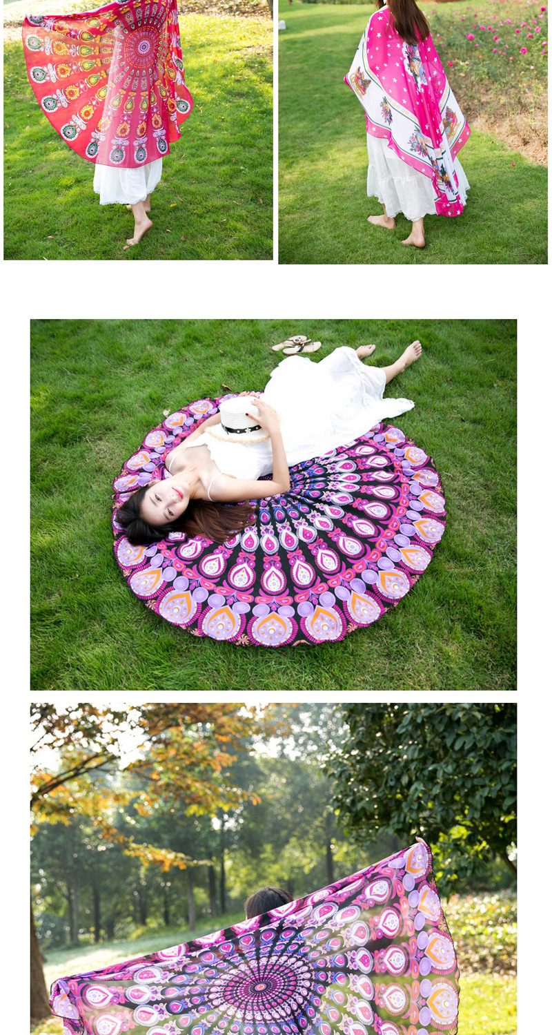Fashion Multi-color Round Shape Decorated Beach Scarf,Cover-Ups