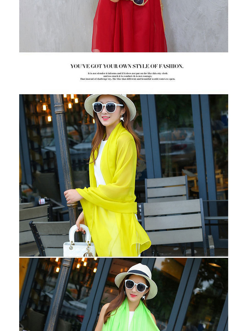 Fashion Light Yellow Pure Color Decorated Scarf,Thin Scaves