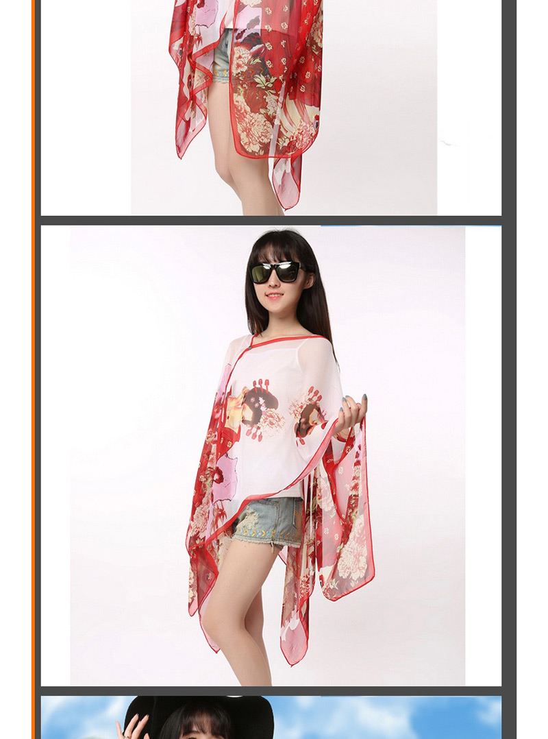 Fashion Red Figure Pattern Decorated Scarf,Sunscreen Shirts