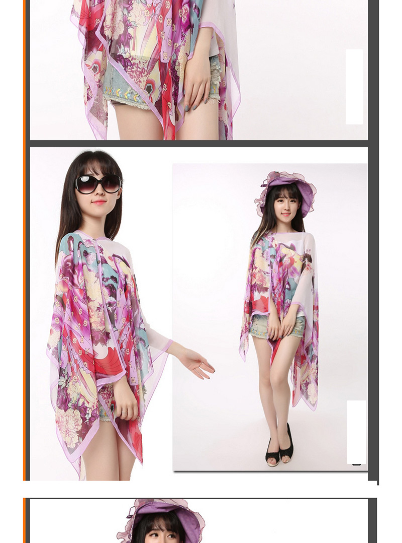 Fashion Purple Figure Pattern Decorated Scarf,Sunscreen Shirts