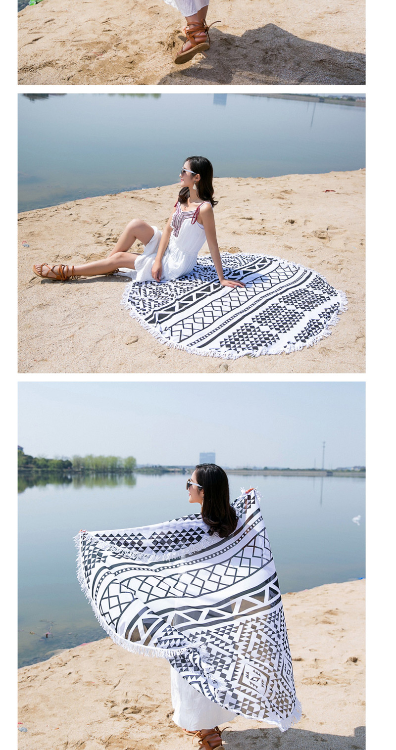 Fashion White+black Geometry Decorated Beach Scarf,Cover-Ups
