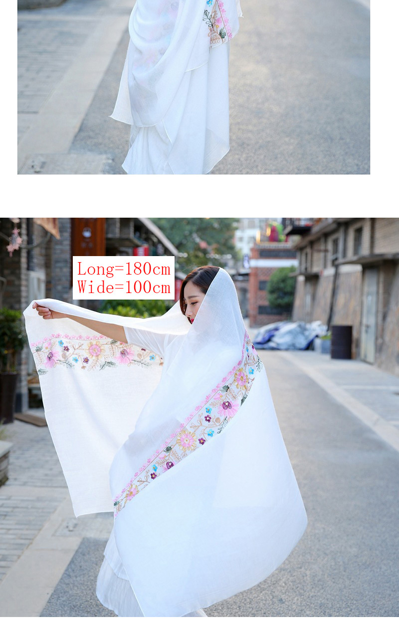 Fashion White Embroidery Flower Decorated Scarf,Thin Scaves