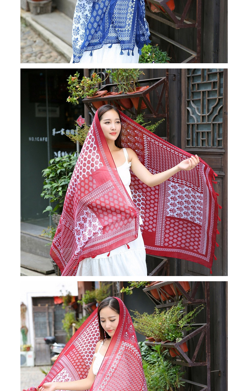 Fashion Blue+plum Red Geometry Decorated Scarf,Thin Scaves