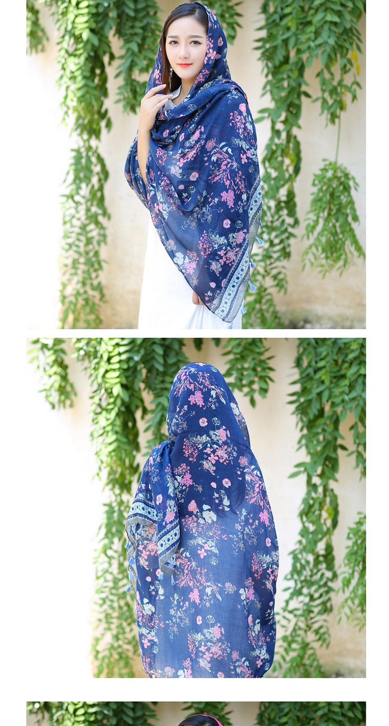 Fashion Blue+white Flower Pattern Decorated Scarf,Thin Scaves