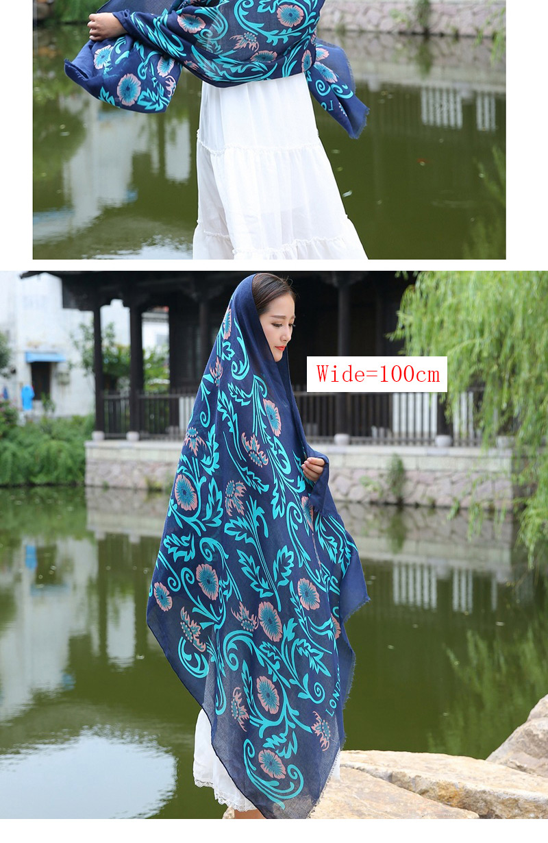 Fashion Blue+white Flower Pattern Decorated Scarf,Thin Scaves
