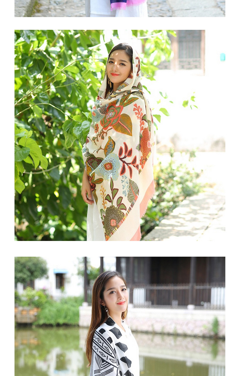 Fashion Red+yellow+white Flower Pattern Decorated Scarf,Thin Scaves