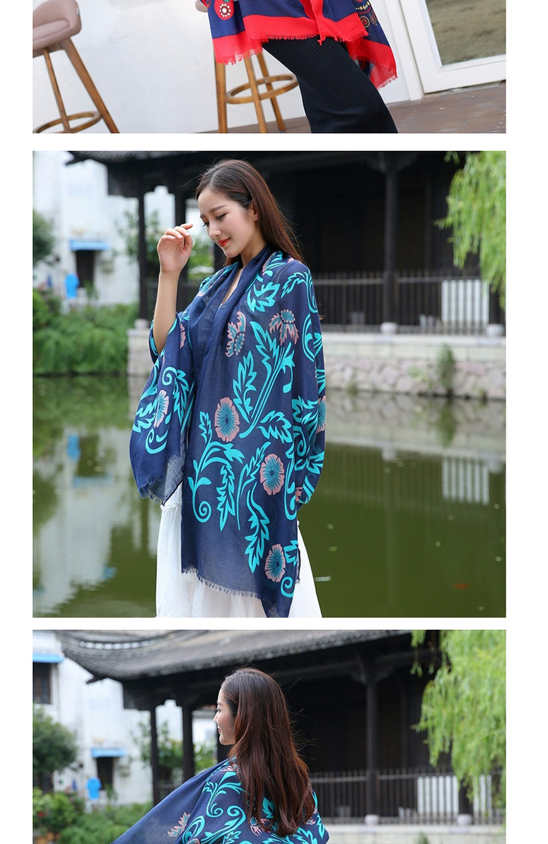 Fashion Red+dark Blue Cashew Nuts Pattern Decorated Scarf,Thin Scaves