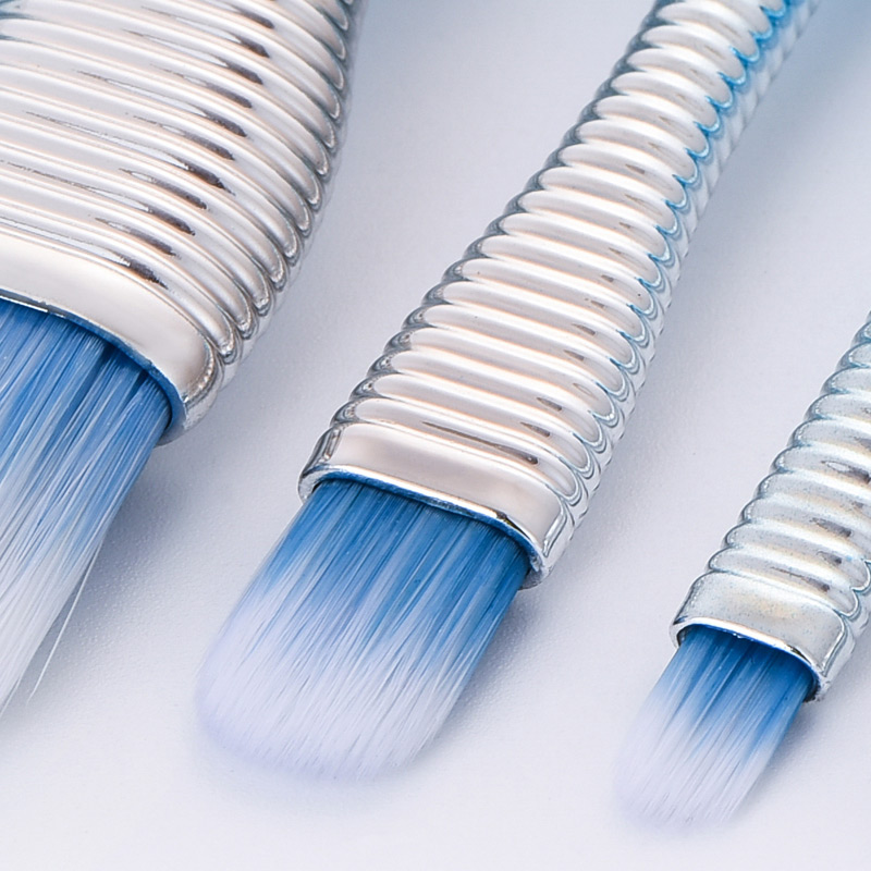 Fashion Blue+silver Color Pure Color Decorated Makeup Brush (5 Pcs),Beauty tools