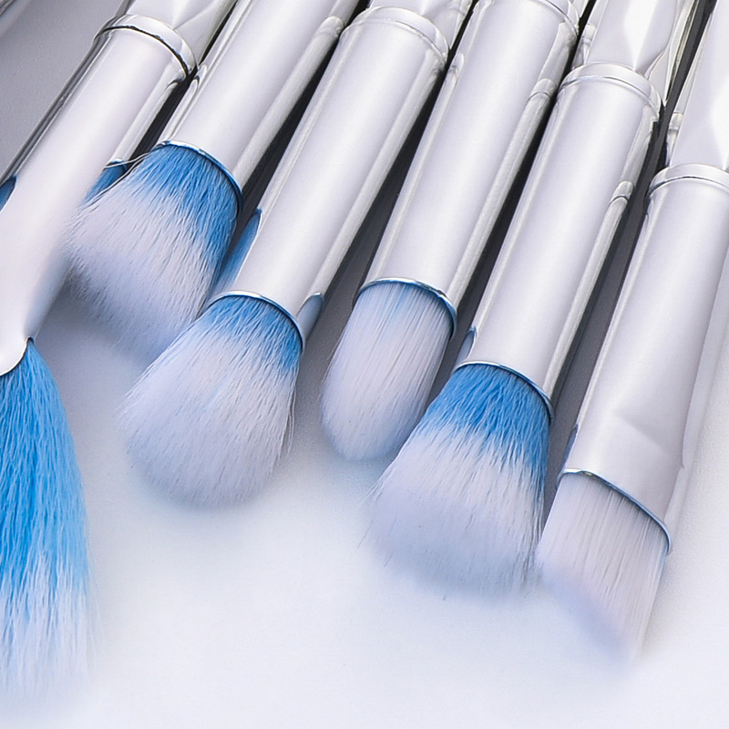 Fashion Blue+silver Color Sector Shape Decorated Makeup Brush (10 Pcs),Beauty tools