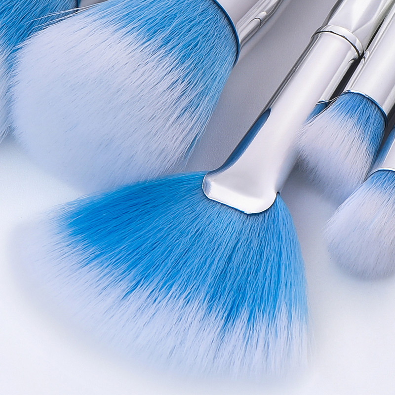 Fashion Silver Color+blue Triangle Shape Decorated Makeup Brush(10 Pcs),Beauty tools