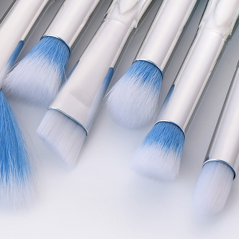 Fashion Silver Color+blue Triangle Shape Decorated Makeup Brush(10 Pcs),Beauty tools