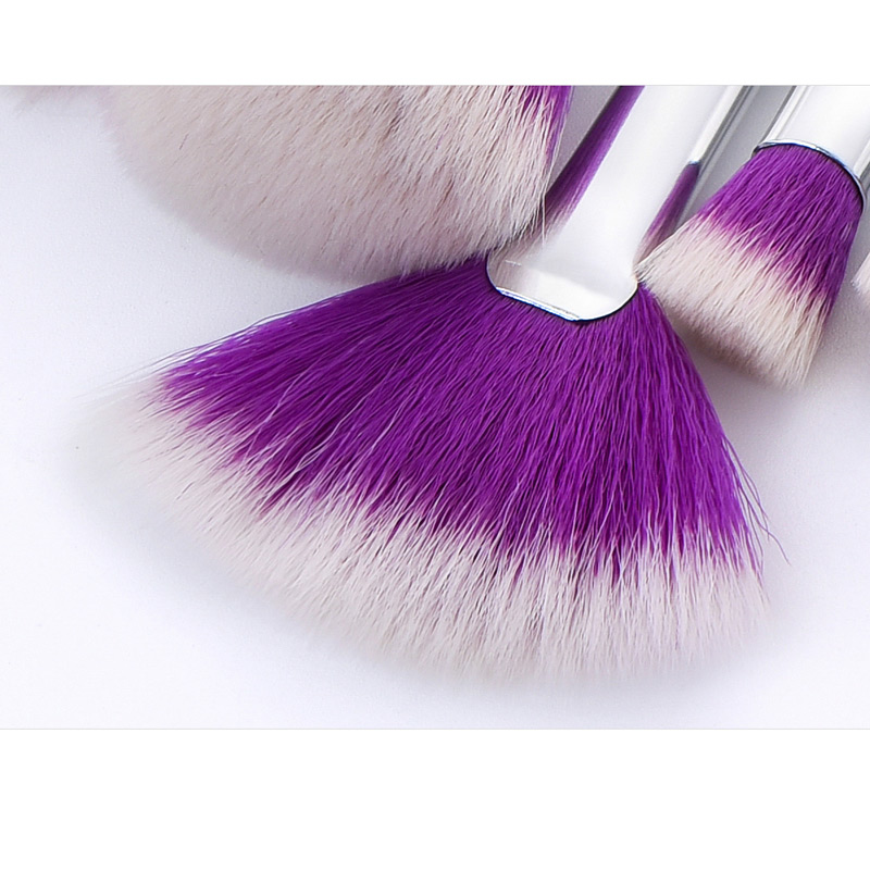 Fashion Purple+silver Color Triangle Shape Decorated Makeup Brush(10 Pcs),Beauty tools