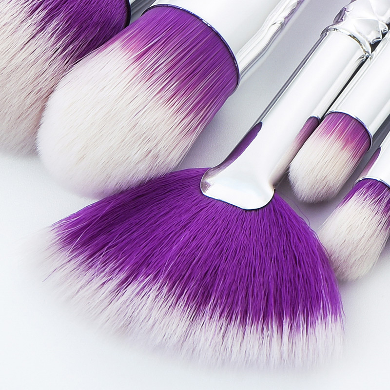Fashion Purple+silver Color Sector Shape Decorated Makeup Brush (10 Pcs),Beauty tools