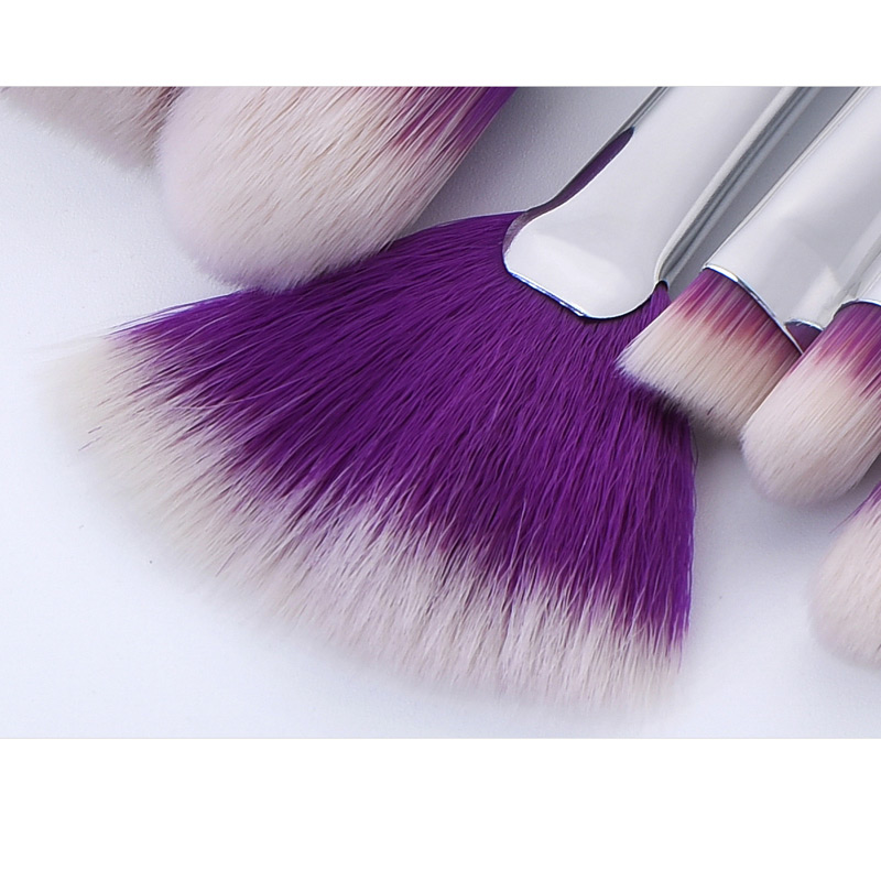 Fashion Purple+silver Color Pure Color Decorated Makeup Brush (10 Pcs),Beauty tools