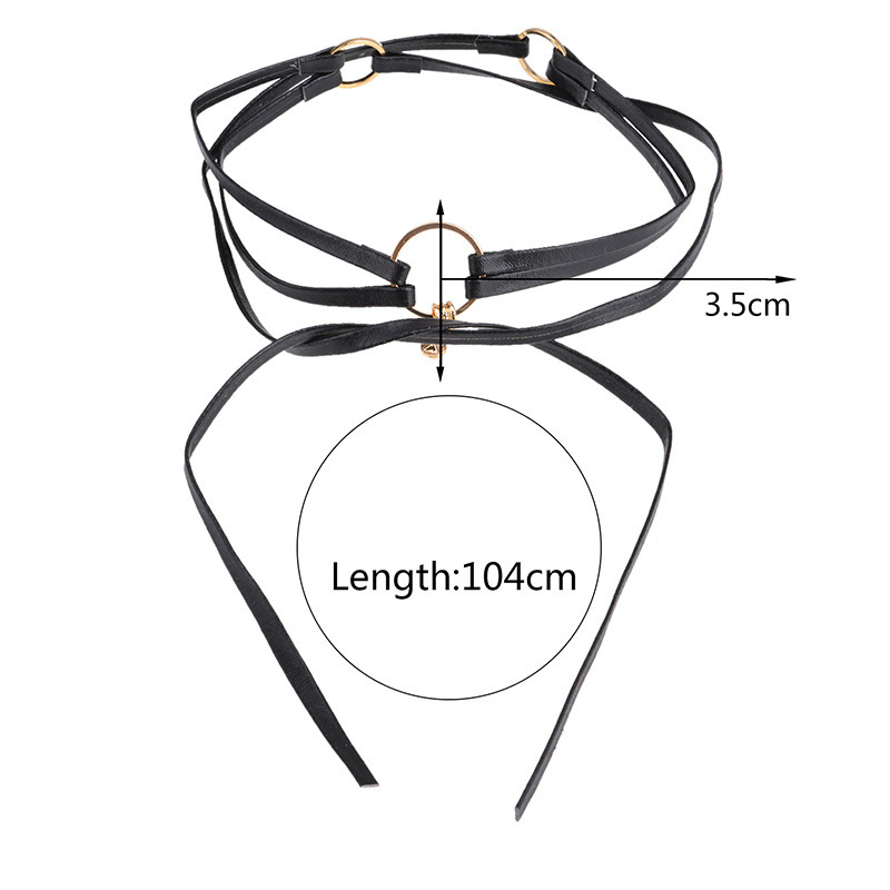 Fashion Black Circular Ring Decorated Necklace,Chokers