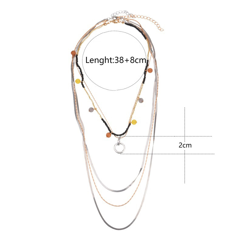 Fashion Gold Color Circular Ring Decorated Necklace,Multi Strand Necklaces