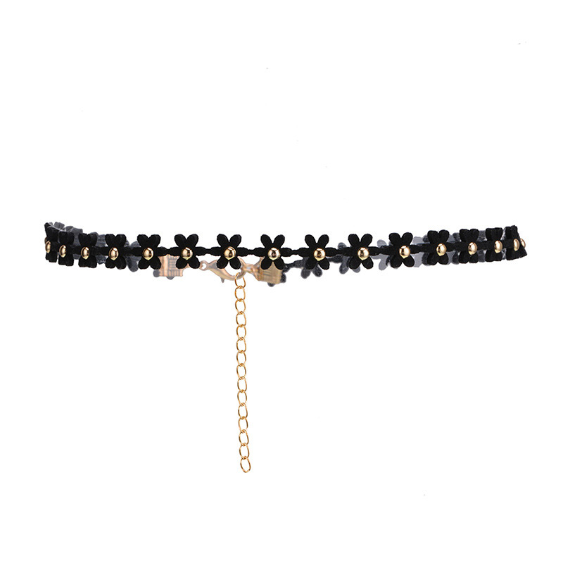Fashion Black Flower Shape Decorated Necklace,Chokers
