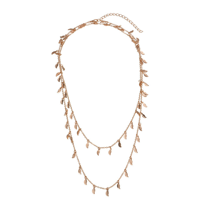 Fashion Gold Color Leaf Shape Decorated Necklace,Multi Strand Necklaces