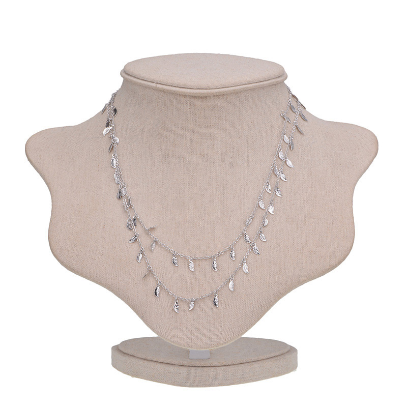 Fashion Silver Color Leaf Shape Decorated Necklace,Multi Strand Necklaces