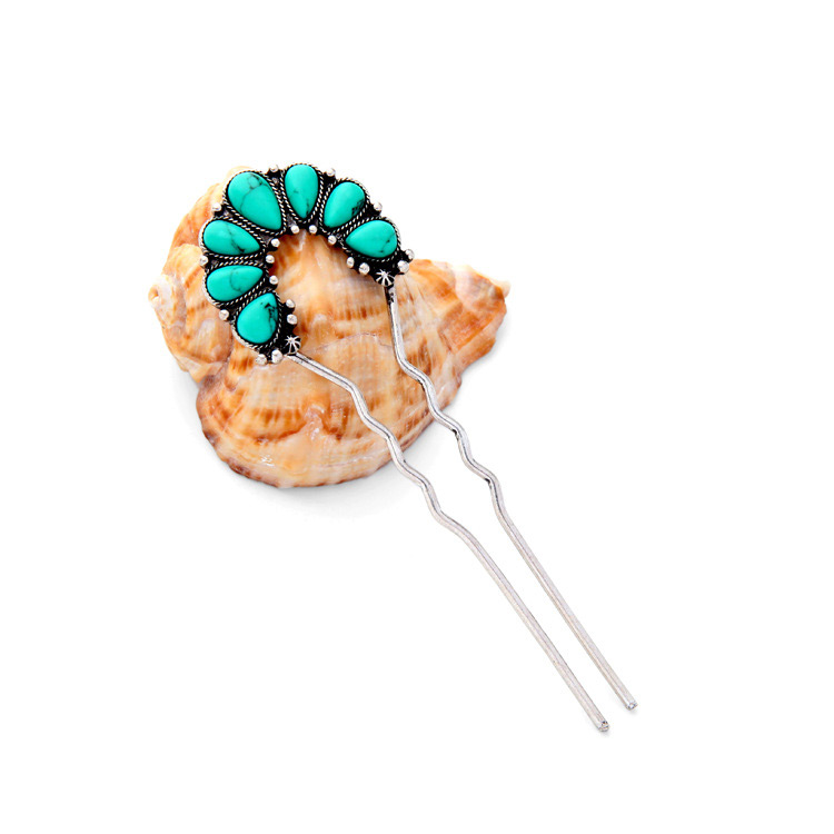 Fashion Green Water Drop Shape Decorated Hairpin,Hairpins