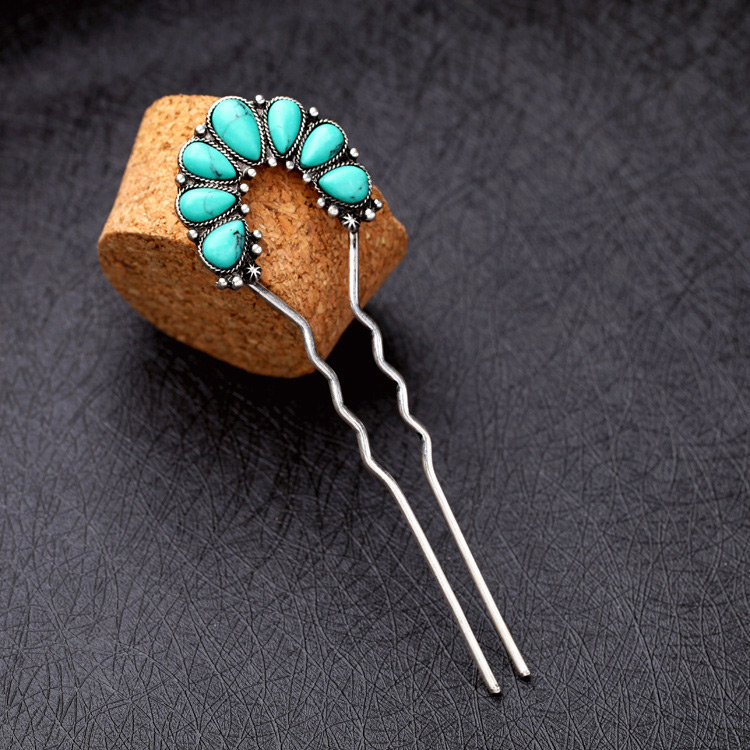 Fashion Green Water Drop Shape Decorated Hairpin,Hairpins