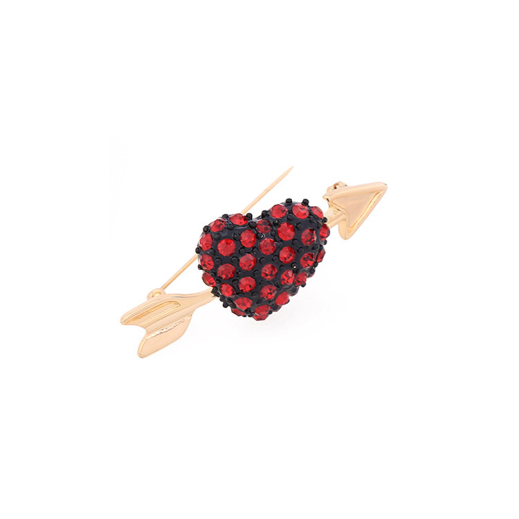 Fashion Red+gold Color Heart Shape Decorated Brooch,Korean Brooches