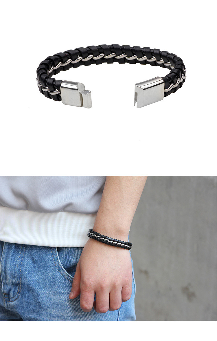 Fashion Black+silver Color Pure Color Decorated Bracelet,Bracelets
