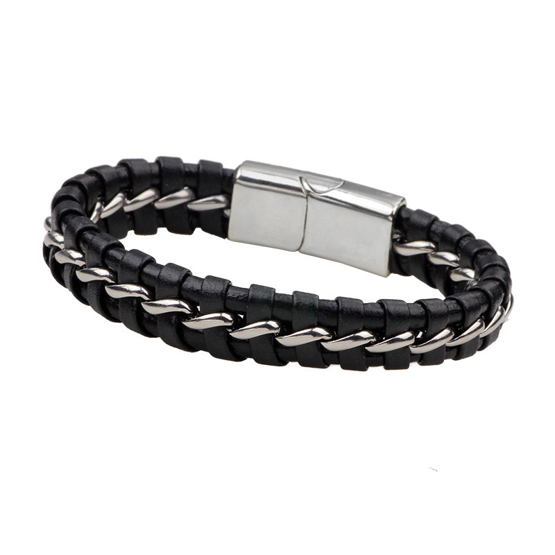 Fashion Black+silver Color Pure Color Decorated Bracelet,Bracelets