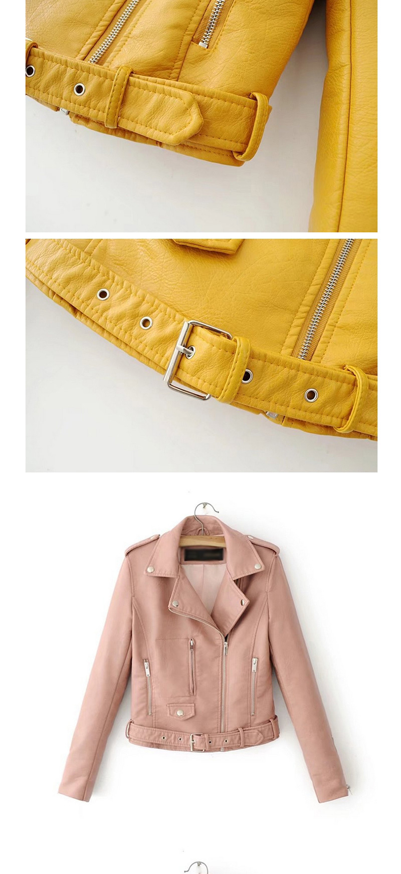 Fashion Yellow Pure Color Decorated Jacket,Coat-Jacket