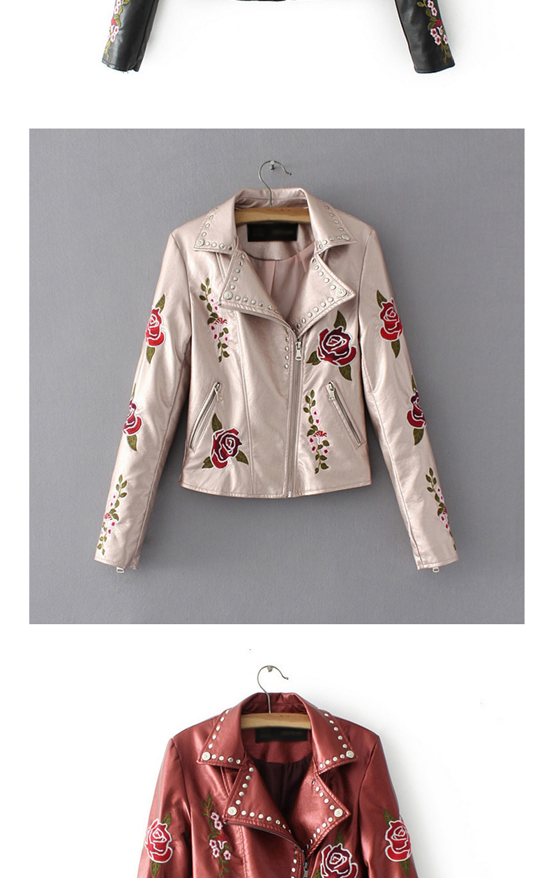 Fashion Pink Flower Shape Decorated Coat,Coat-Jacket