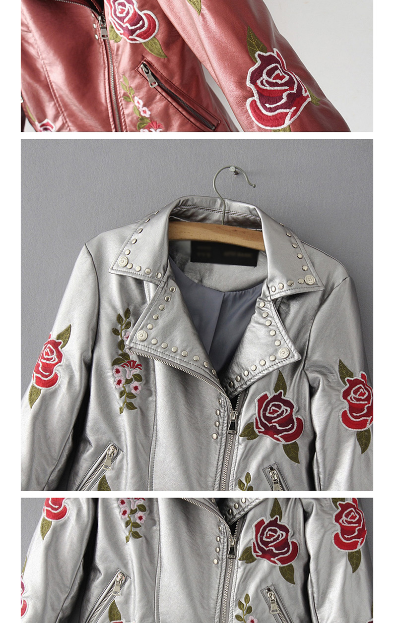 Fashion Pink Flower Shape Decorated Coat,Coat-Jacket