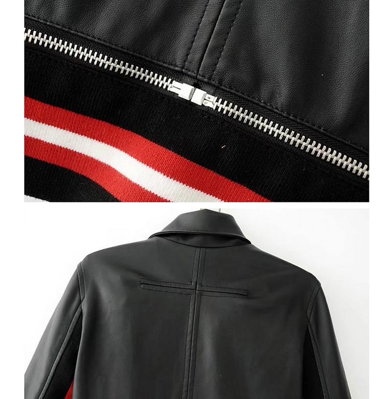 Fashion Red+white+black Stripe Pattern Decorated Coat,Coat-Jacket