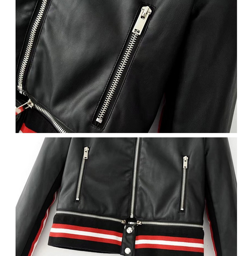 Fashion Red+white+black Stripe Pattern Decorated Coat,Coat-Jacket