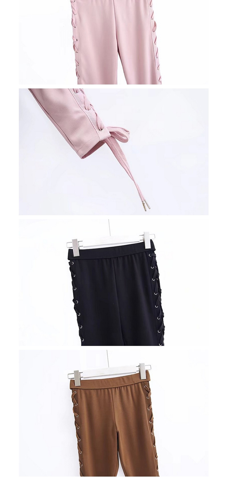Fashion Black Bandage Decorated Trousers,Pants