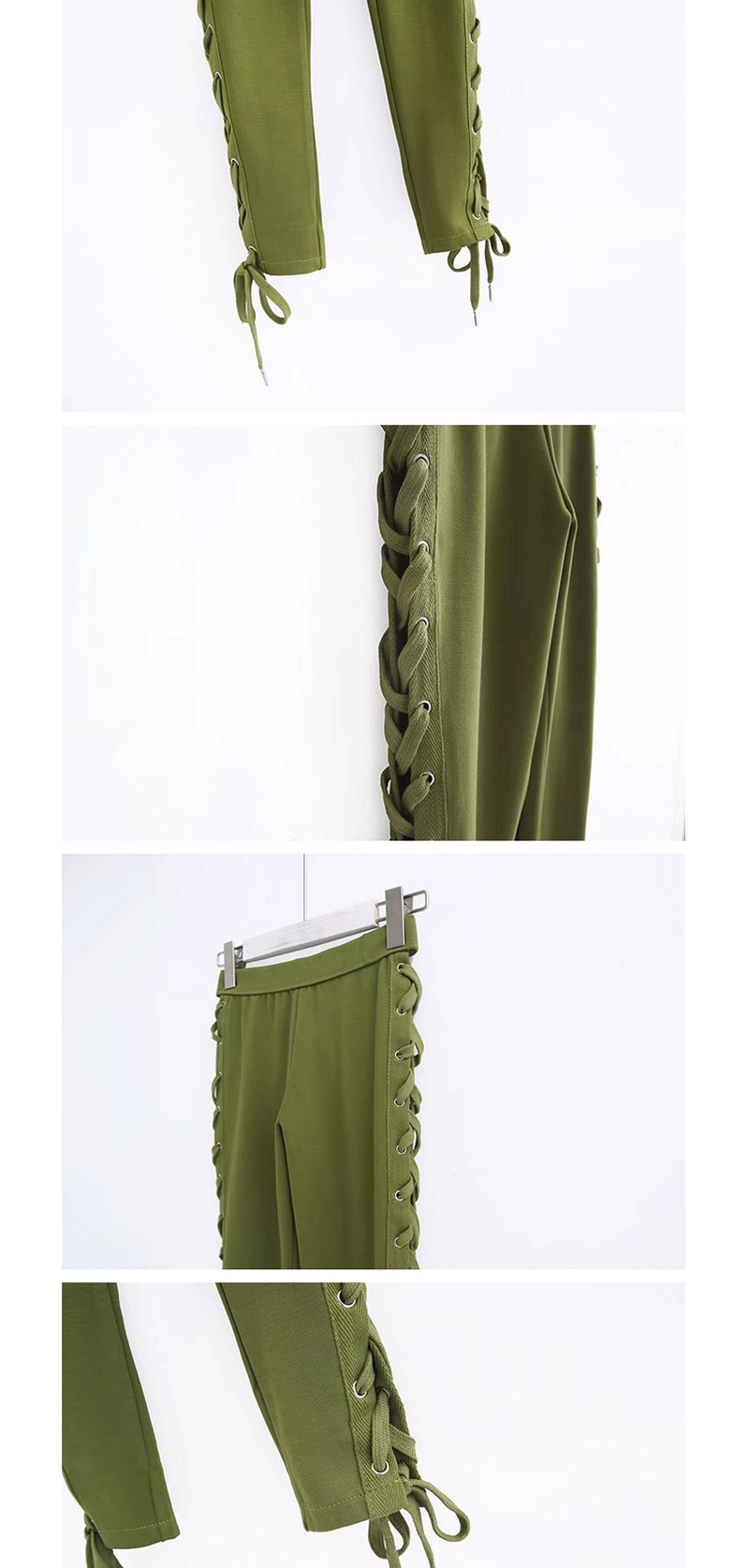 Fashion Green Bandage Decorated Trousers,Pants