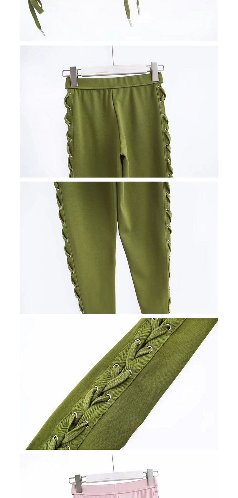 Fashion Green Bandage Decorated Trousers,Pants