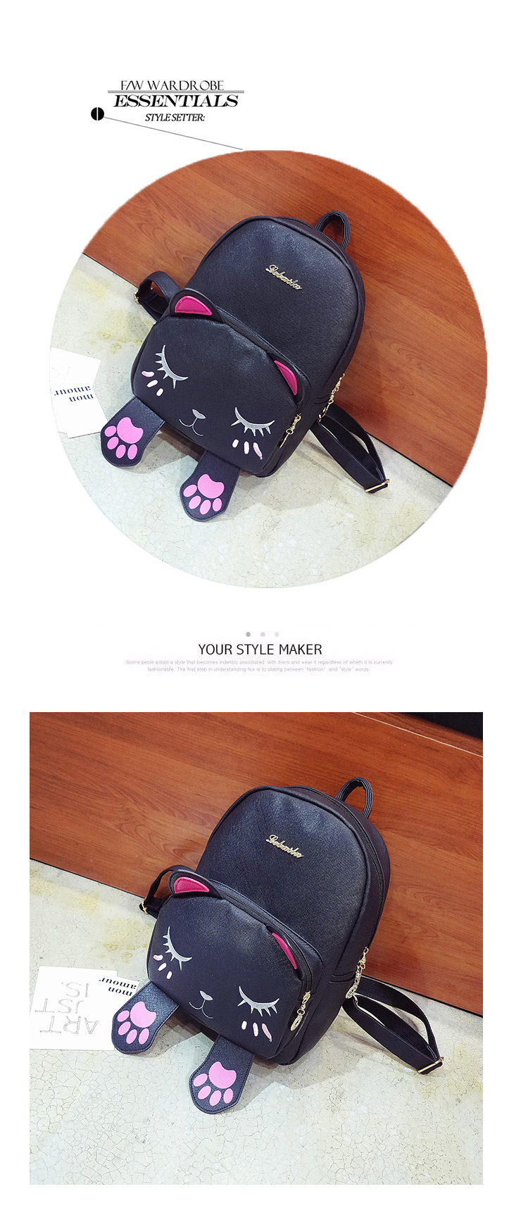 Fashion Gray Cat Shape Decorated Backpack,Backpack